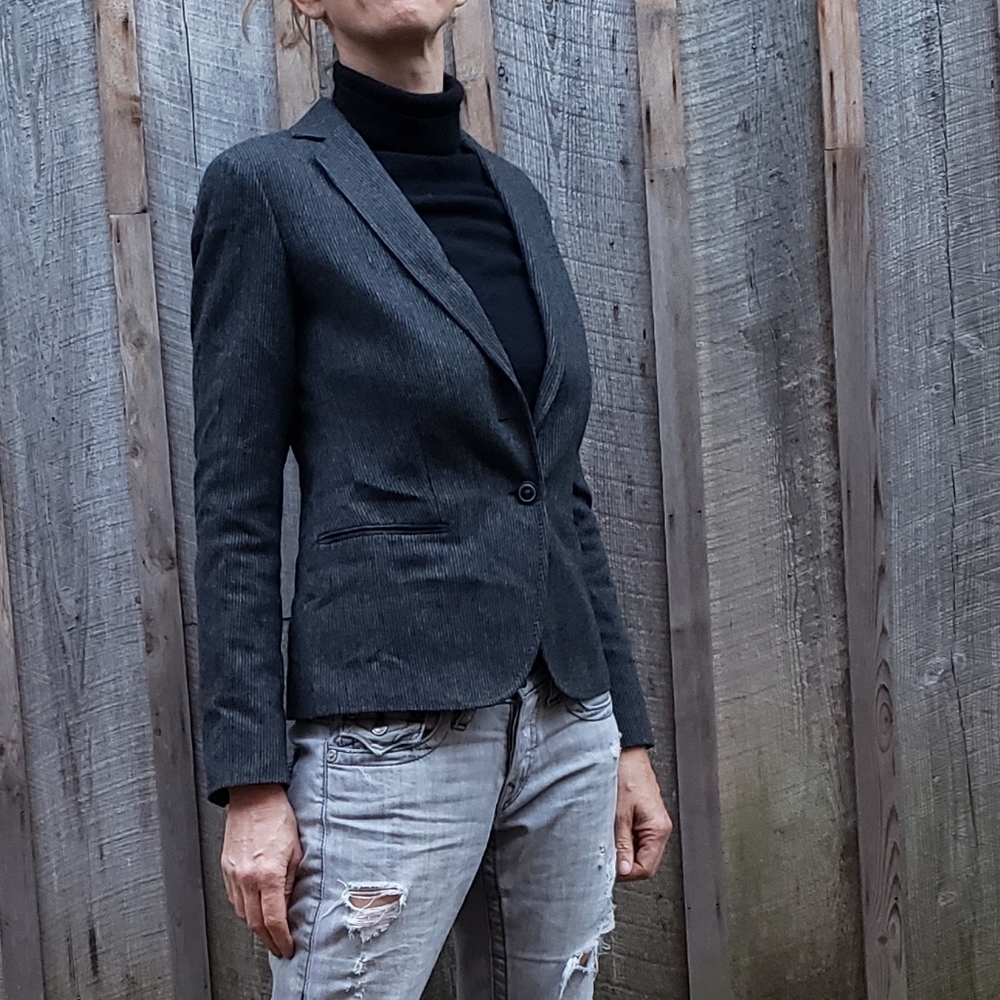 Massimo Dutti Charcoal Gray Wool Blazer
